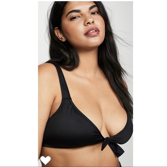 Madewell Second Wave Tie-Front Bikini Top in Black Size 3X - Picture 2 of 9